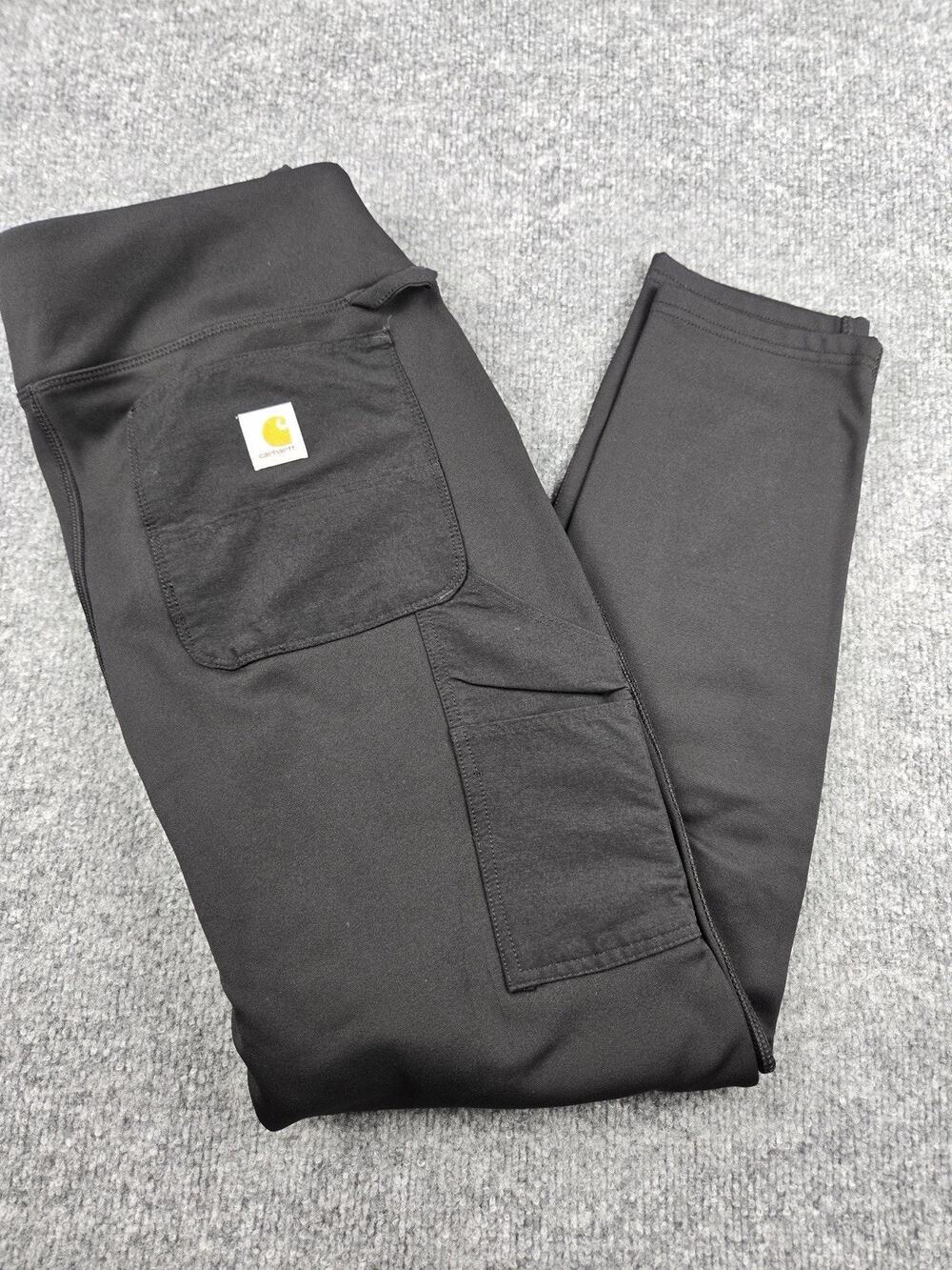 Carhartt Women's Black Work Pants Fitted Stretch Pull-On Straight Leg Sz L #997